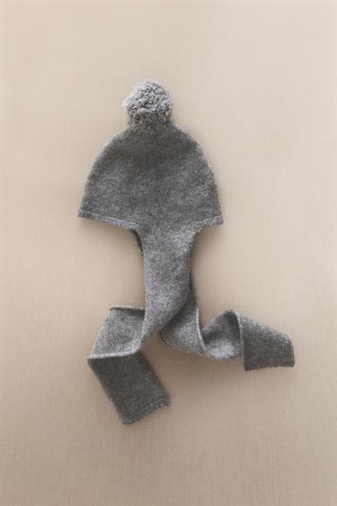 KASCHMIR-MÜTZE MIT SCHAL - Grau von Zara