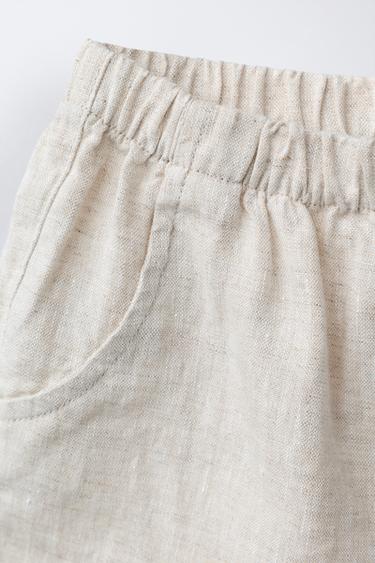 SHORT 100% LIN - Beige clair de Zara - Image 2
