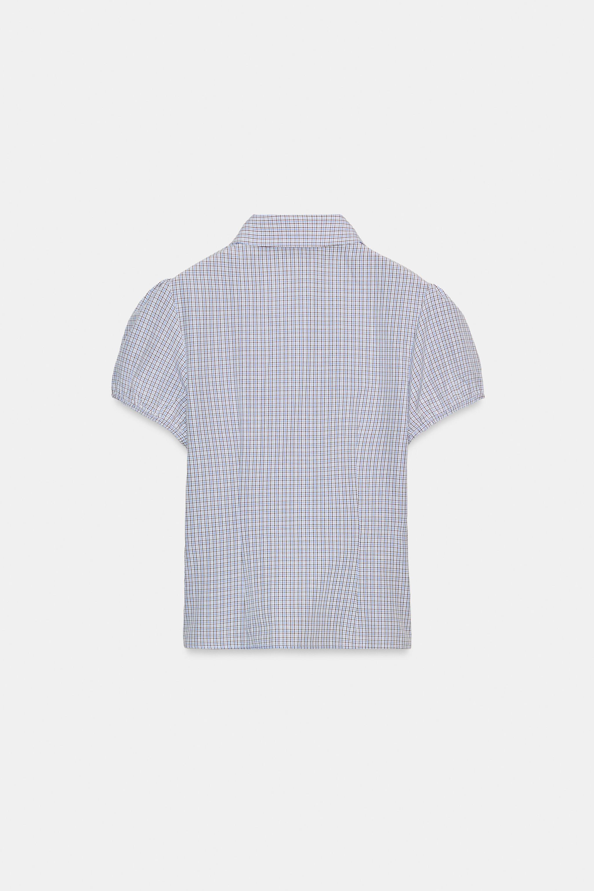 CHEMISE À CARREAUX EN POPELINE ÉLASTIQUE