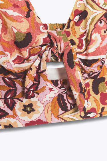 TOP RUSTIQUE IMPRIMÉ AVEC NŒUD - Multicolore de Zara - Image 7