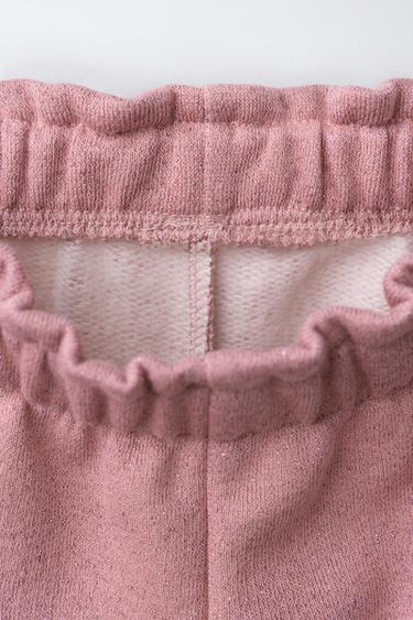 PANTALON EN MOLLETON LACETS BRILLANTS - Rose moyen de Zara - Image 2