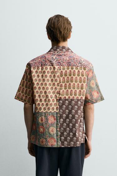 RELAXED FIT PATCHWORK PRINT SHIRT - Ochre by Zara - Image 2