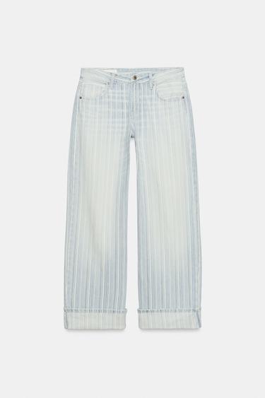 JEAN TRF LOOSE FOLDED TAILLE BASSE À RAYURES - unique de Zara - Image 3