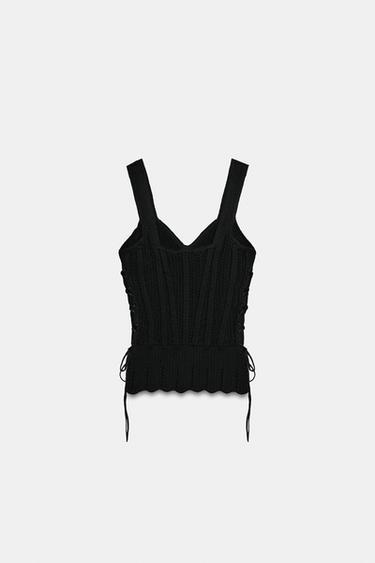 TOP STYLE CORSET EN MAILLE À CORDONS - Noir de Zara - Image 5