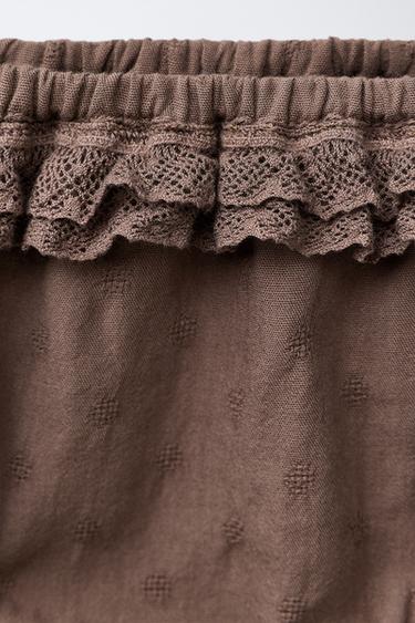 EMBROIDERED LACE BRIEFS - Brown by Zara - Image 3