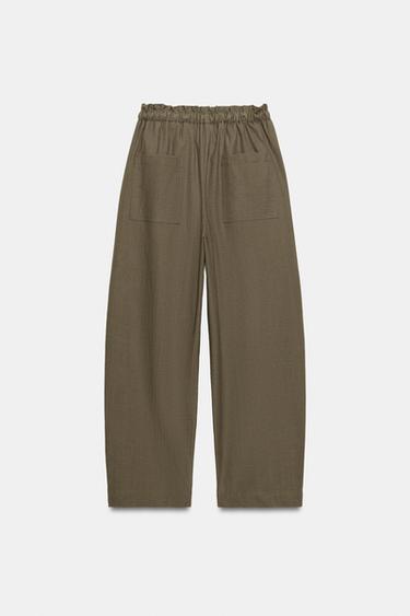 PANTALON TAPERED À TAILLE ÉLASTIQUE - Kaki de Zara - Image 8