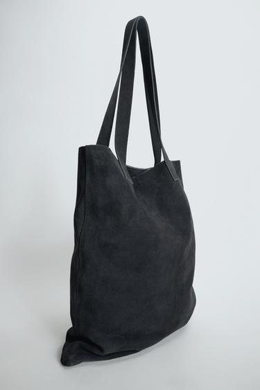 LEATHER TOTE BAG - Blue by Zara