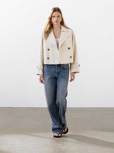 Zara Water-repellent trench coat with lapel collar - Beige - Image 0