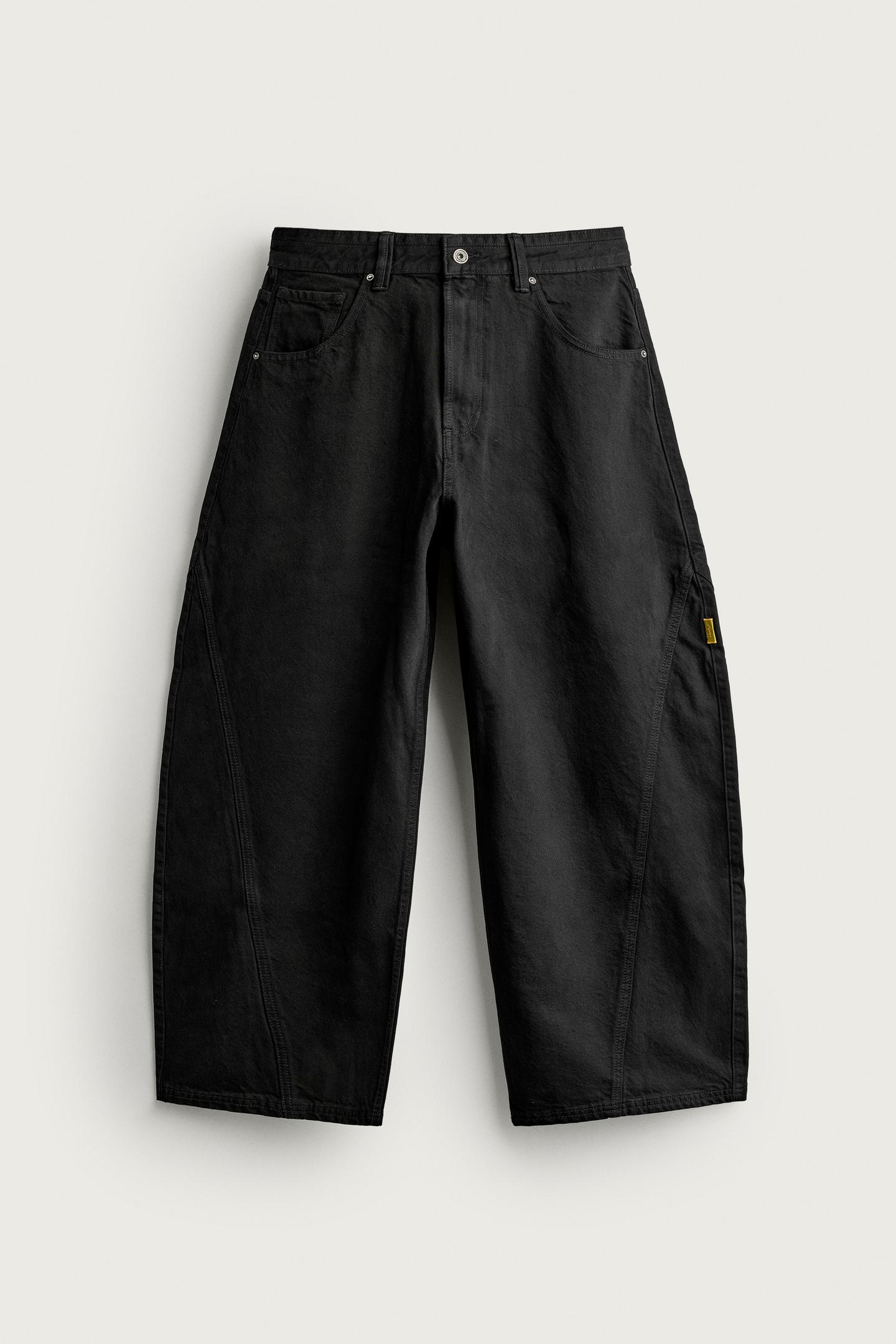 Мужские брюки Zara Pinstripe Balloon Fit, цвет: Чёрный — фото 7