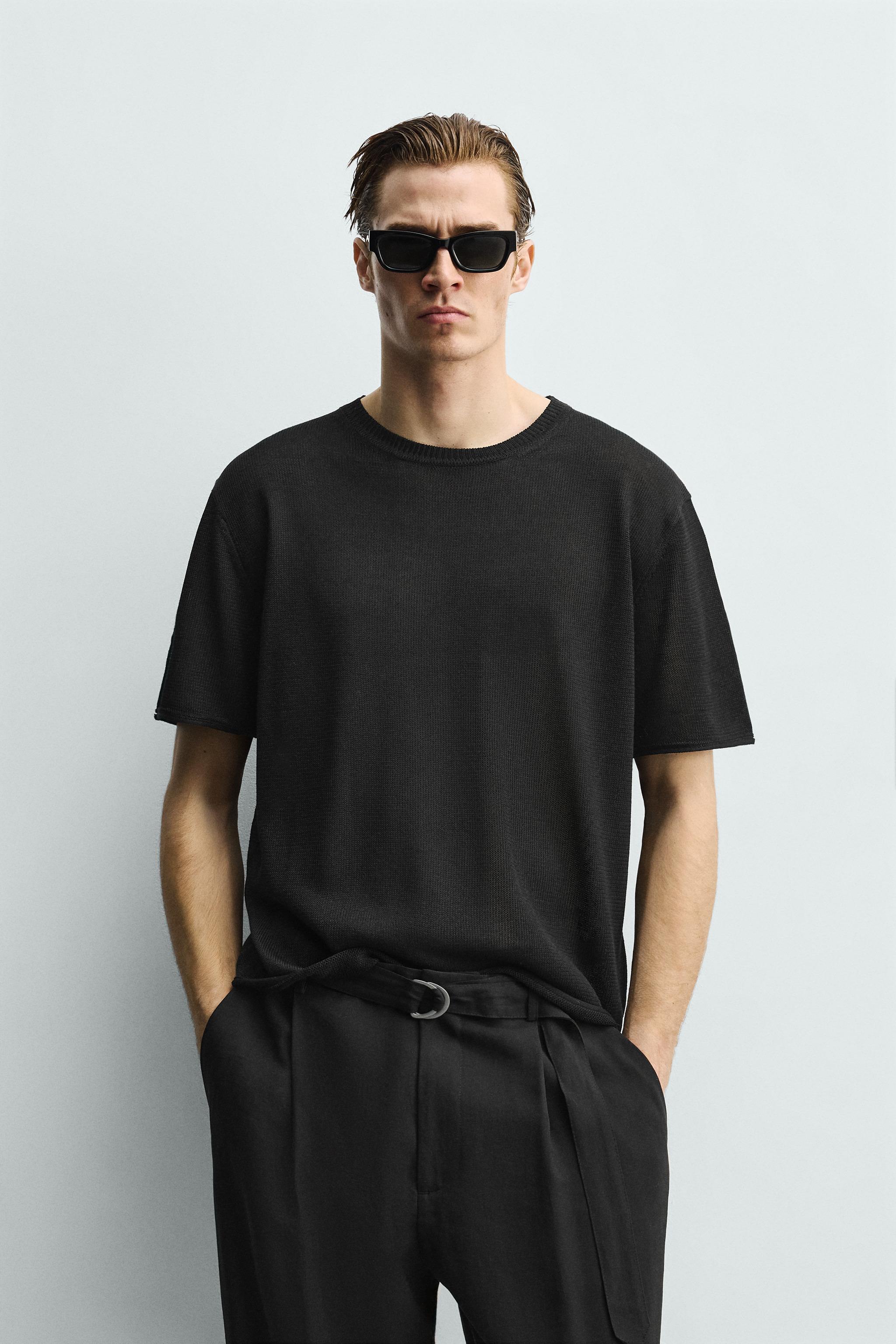 VISCOSE BLEND KNIT T-SHIRT - Oyster-white | ZARA United States