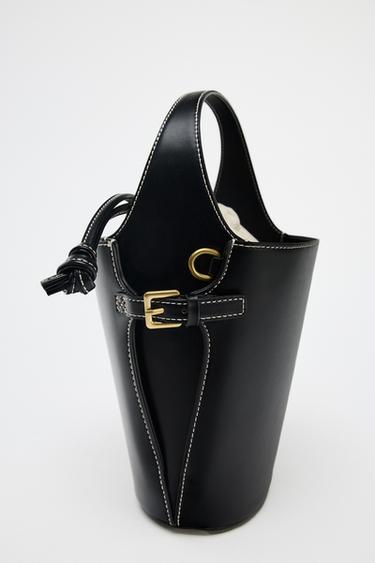 SAC SEAU SURPIQÛRE À FRONCES - Noir de Zara - Image 1