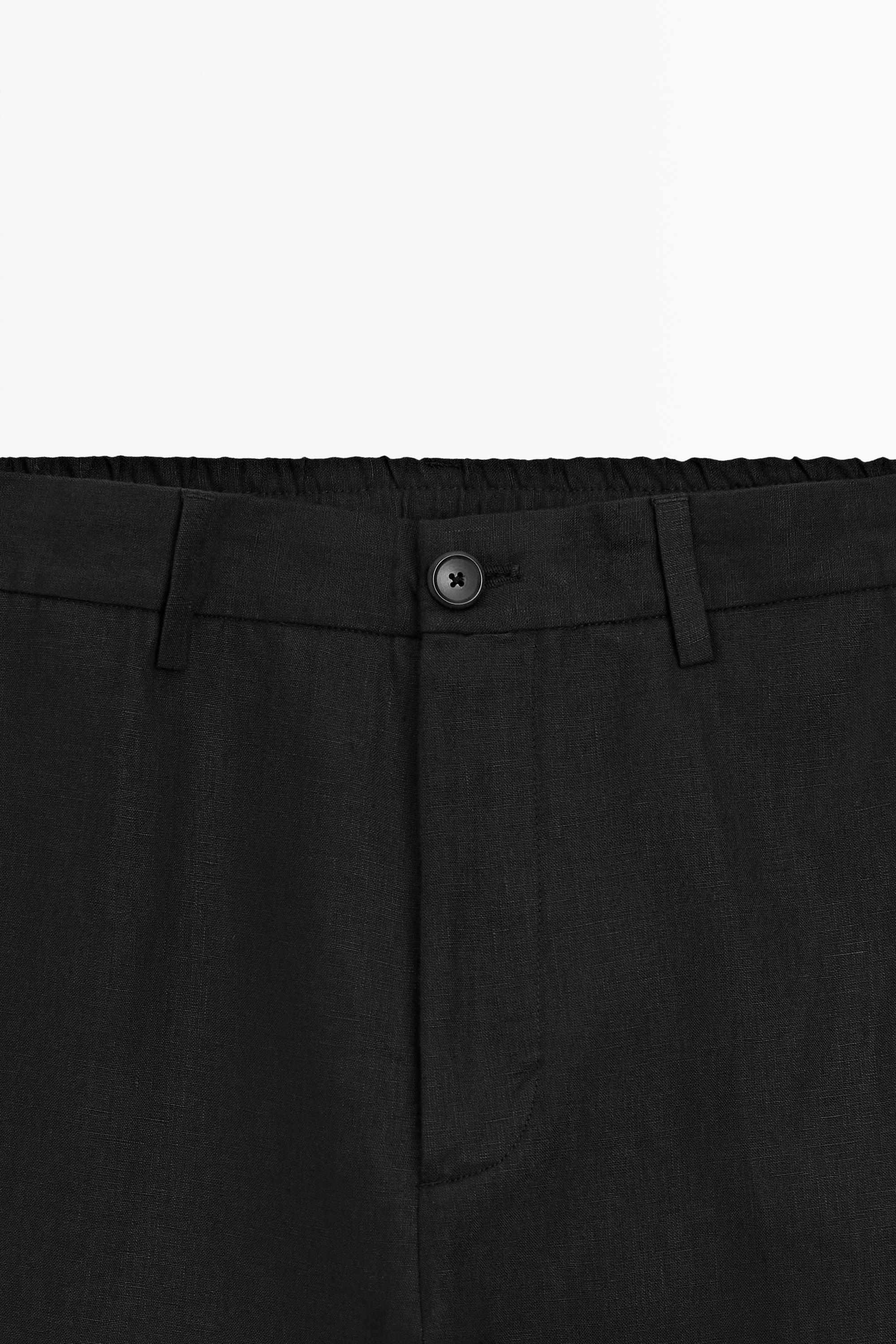 100% linen straight-leg trousers