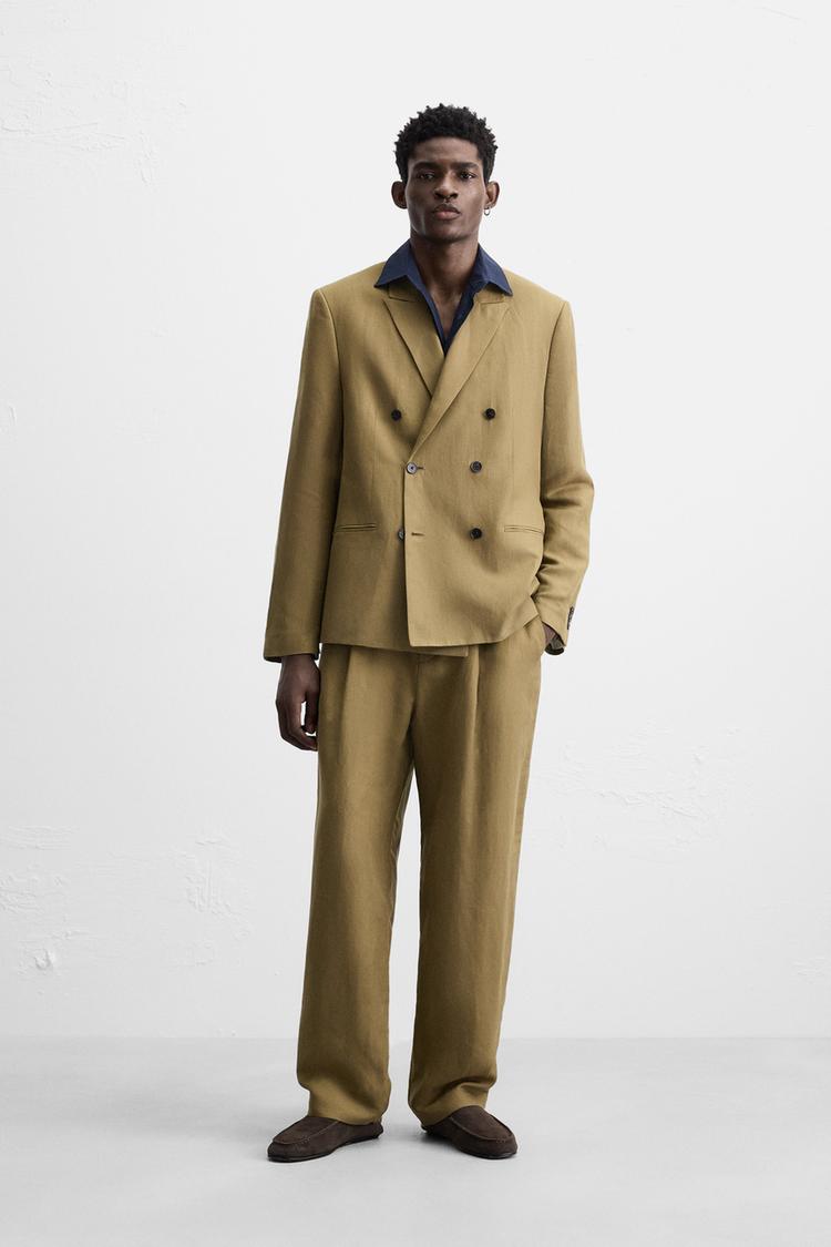 LYOCELL-LINEN SUIT TROUSERS Olive green ZARA Australia