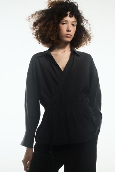 CAMISA FLUIDA SAFARI - Negro de Zara
