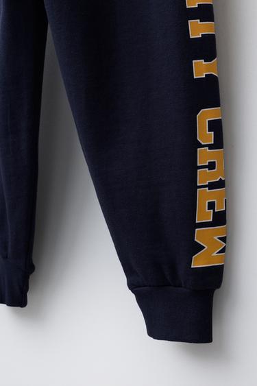 PANTALON DE JOGGING AVEC INSCRIPTION IMPRIMÉE - Bleu marine de Zara - Image 3