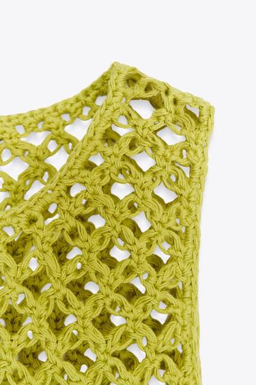 FRINGED CROCHET KNIT TOP - Lime by Zara - Image 8