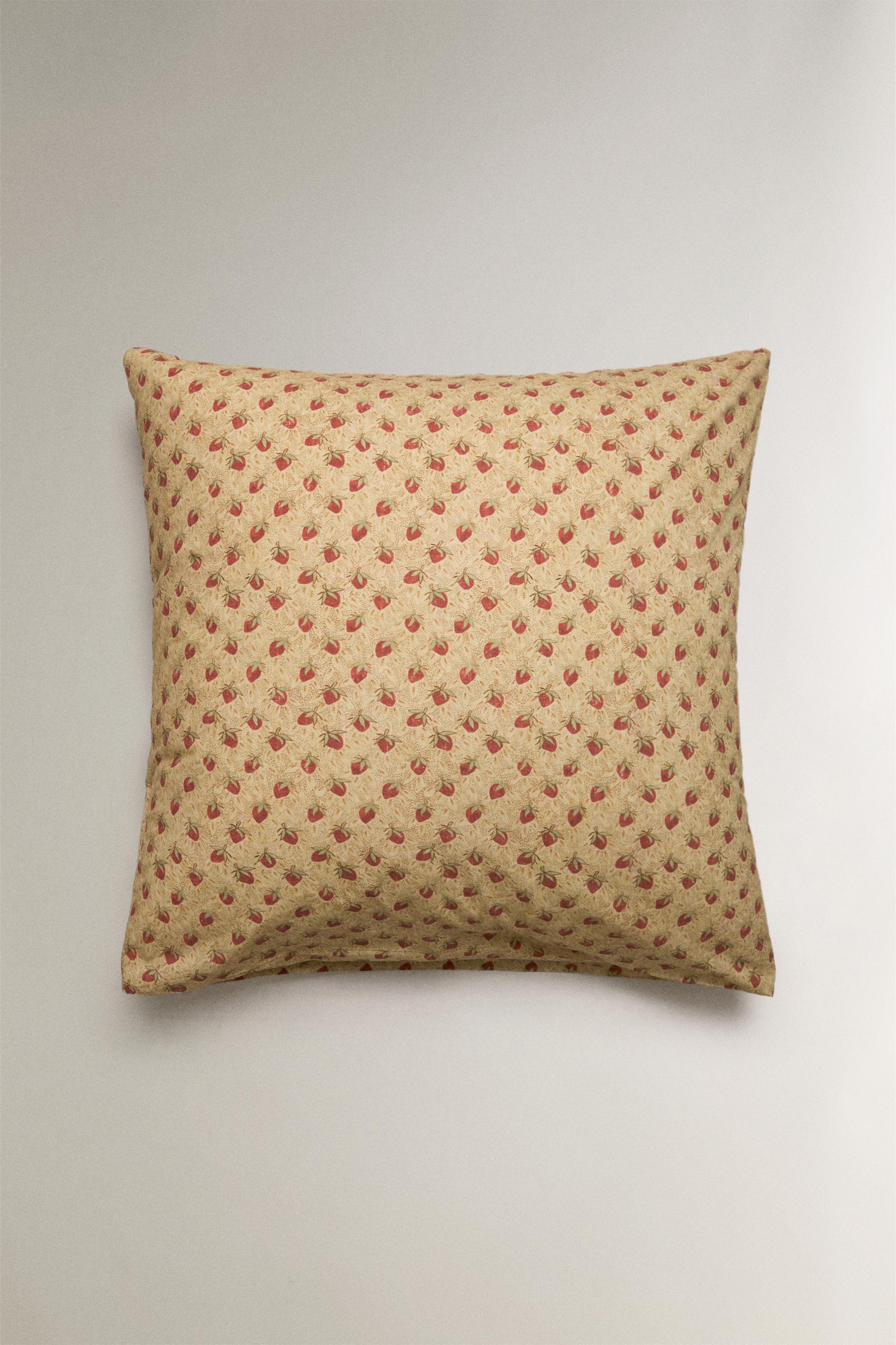 STRAWBERRY PERCALE PILLOWCASE | KATHARINE POLE — Beige