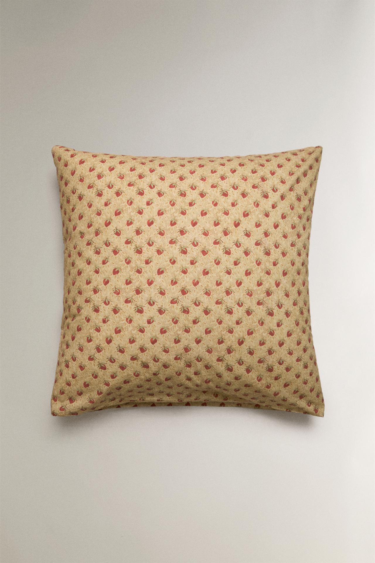 STRAWBERRY PERCALE PILLOWCASE | KATHARINE POLE — Beige