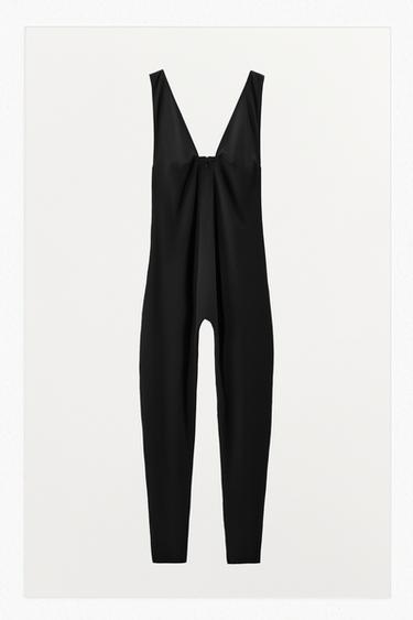 COMBINAISON À BRETELLES AVEC POLYAMIDE ET ZIP - Noir de Zara