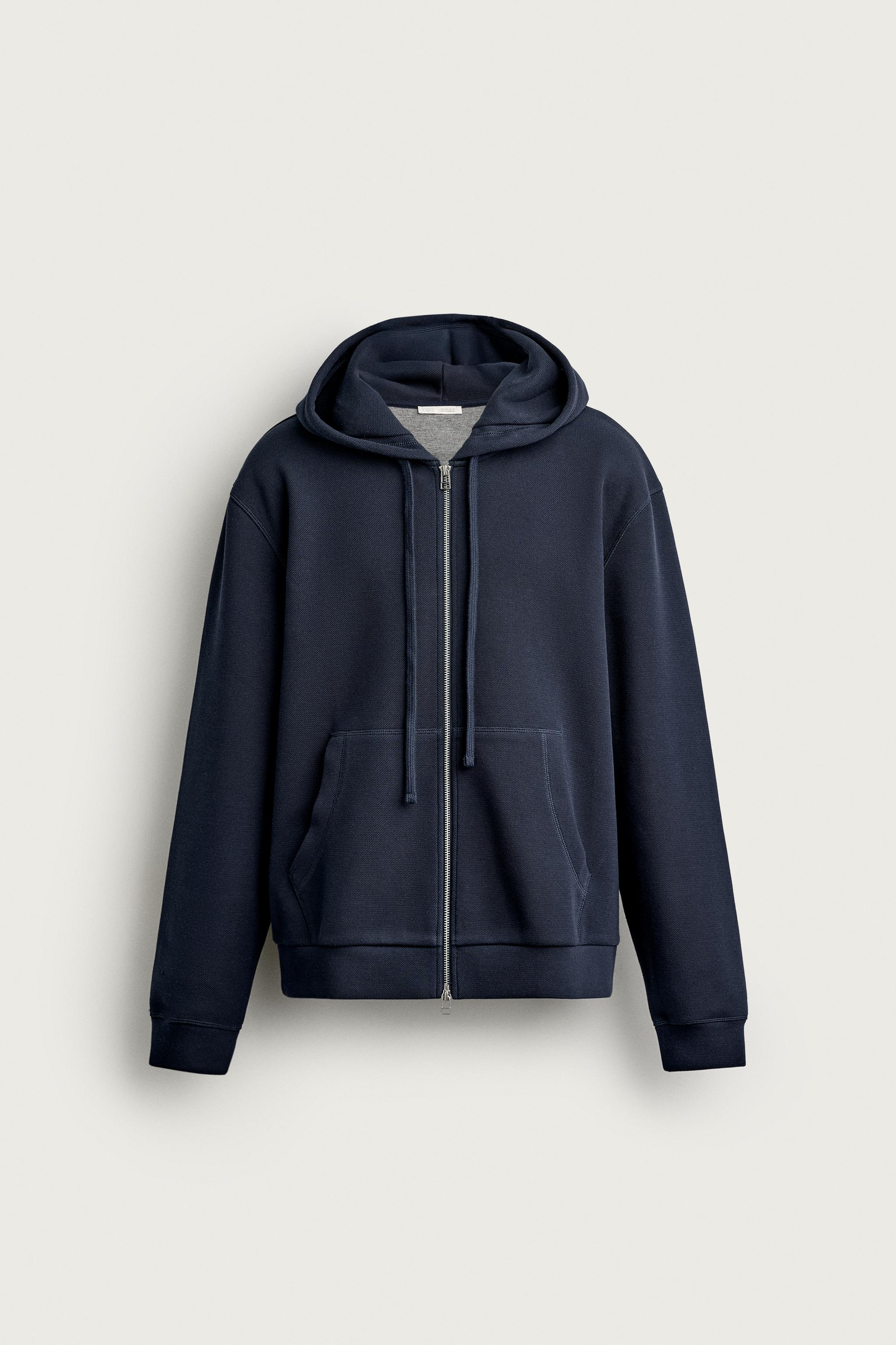 SUDADERA PIQUÉ CONTRASTE  CAPUCHA