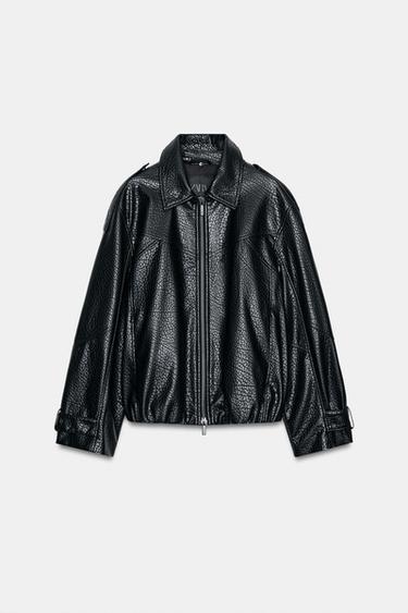 FAUX LEATHER BOMBER JACKET ZW COLLECTION - Black by Zara - Image 9