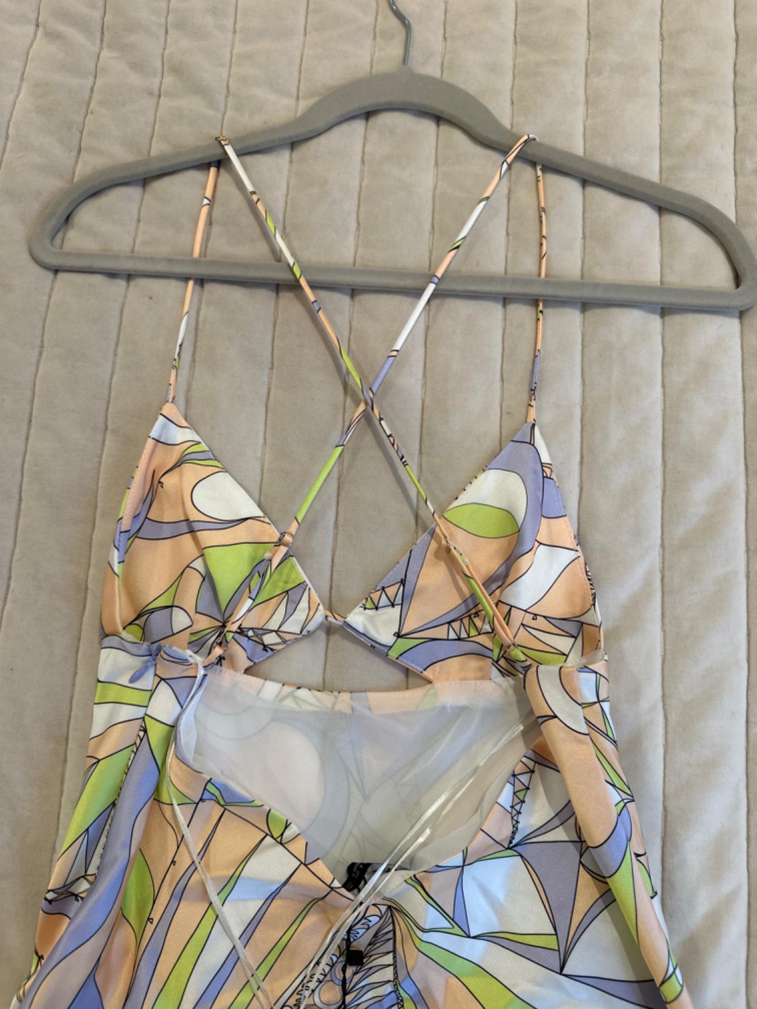 CUT OUT SATIN EFFECT PRINTED DRESS SECOND HAND | Zara Preowned
