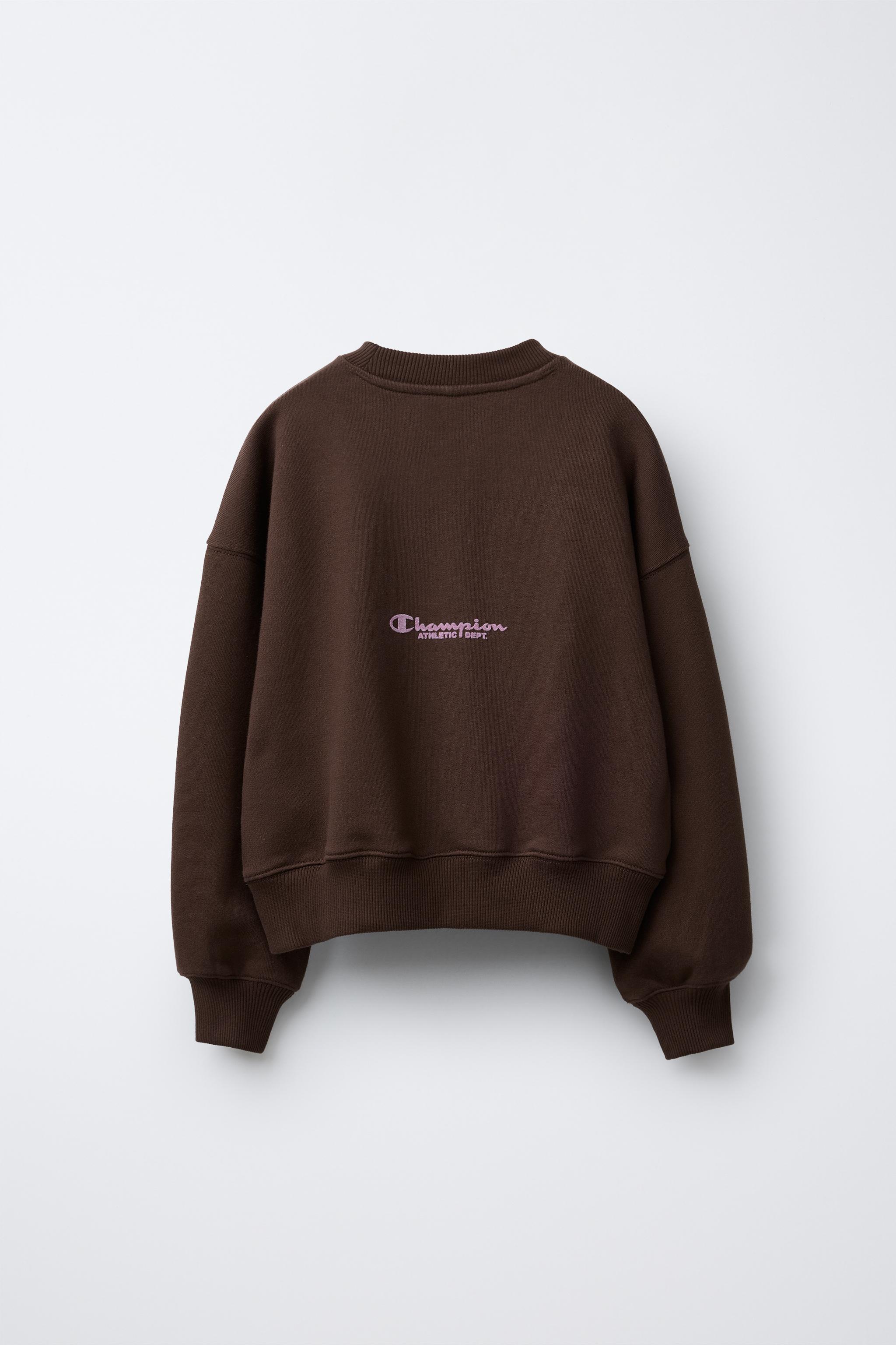 CHAMPION ® X ZARA FLOCKED TEXT SWEATSHIRT - Brown | ZARA United States