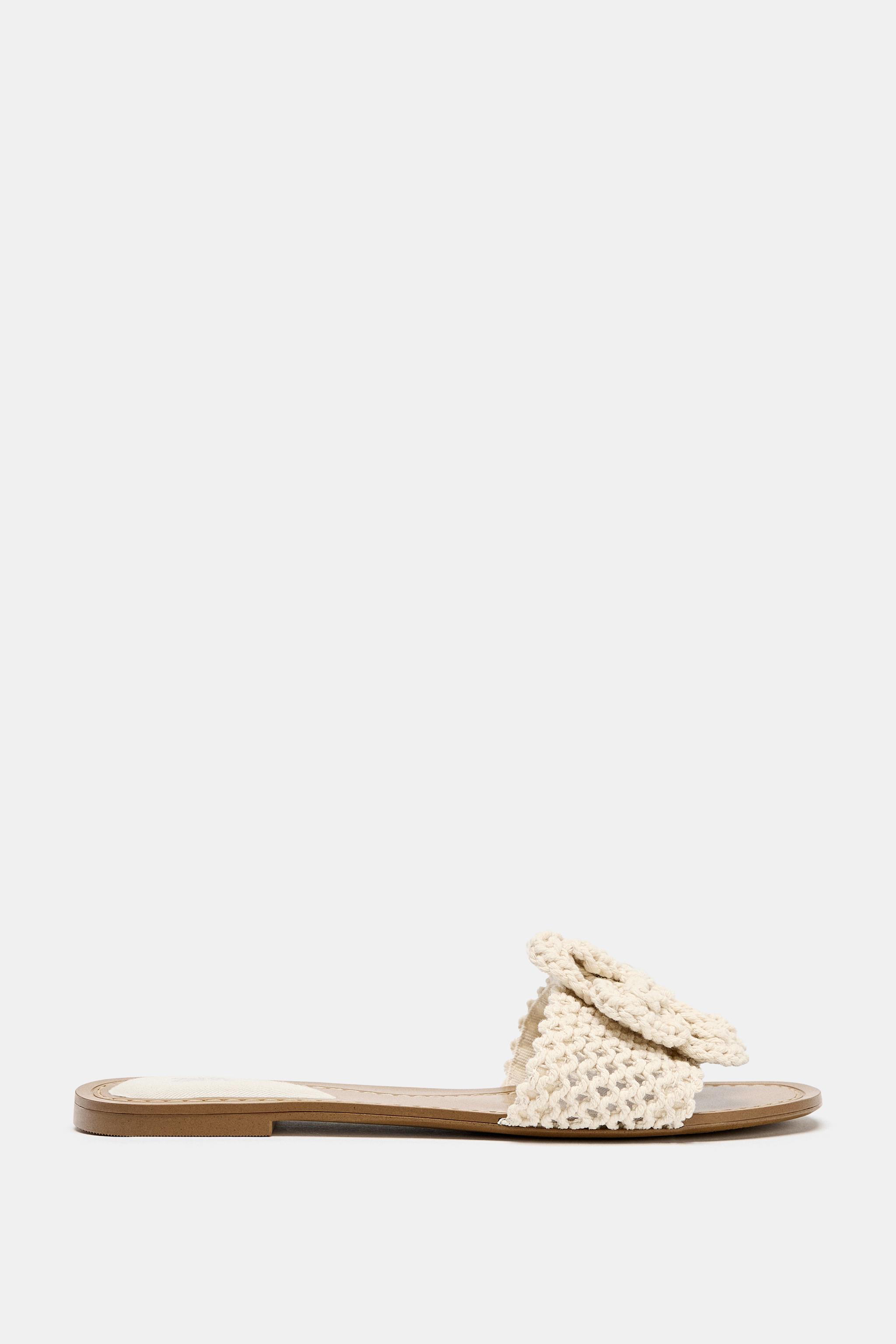 ★ZARA★ CROCHET BOW FLAT SANDALS CROCHET BOW FLAT SANDALS - Ecru | ZARA United States