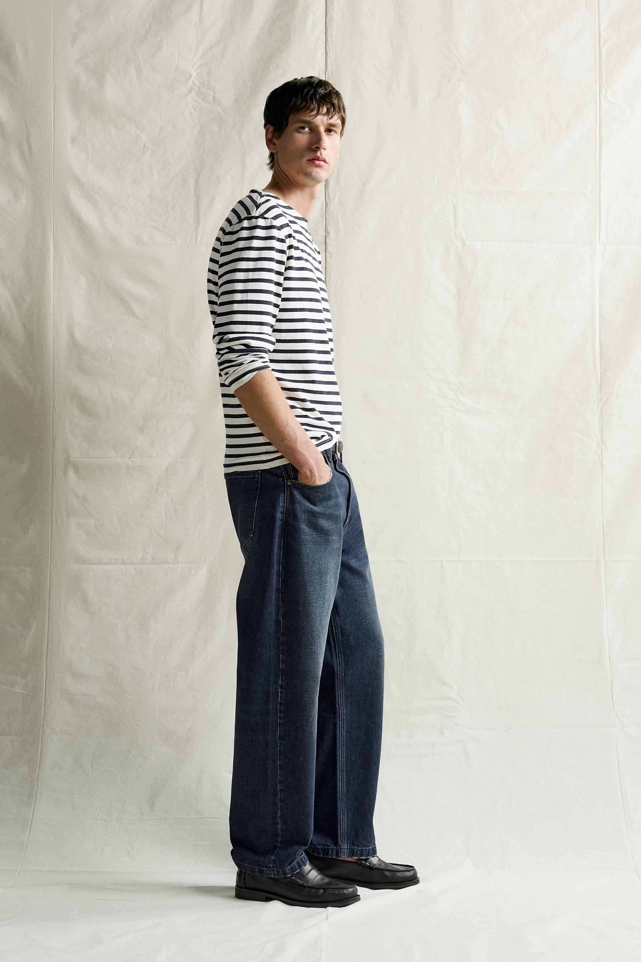 Мужские футболки Zara STRIPED JACQUARD RELAXED T-SHIRT — фото 4