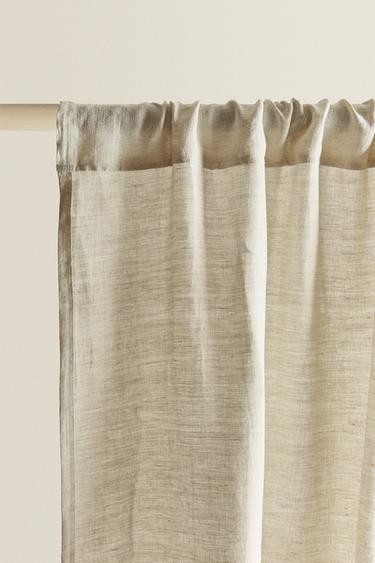 WASHED LINEN CURTAIN WITH MEDIUM OPACITY - Light beige by Zara