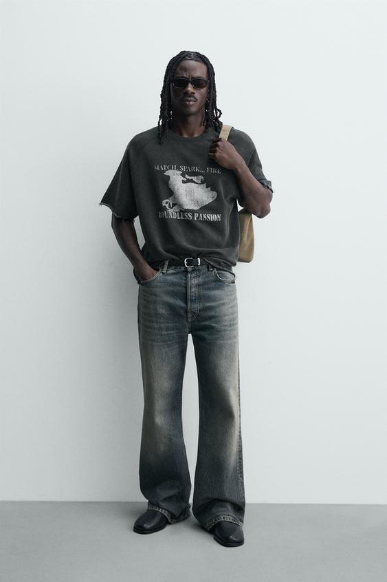 WASHED SWEATSHIRT WITH CONTRAST PRINT from Zara - $49.90