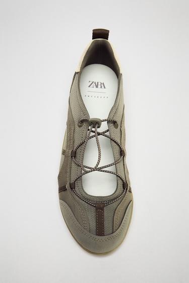 Zara ELASTIC SPORTY BALLET FLATS - Green