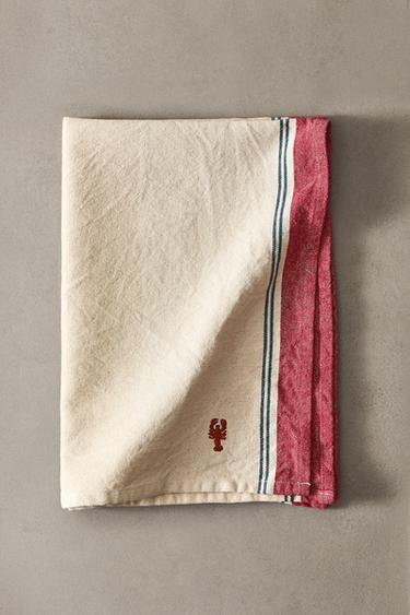 EMBROIDERED LOBSTER TEA TOWEL - Blue by Zara