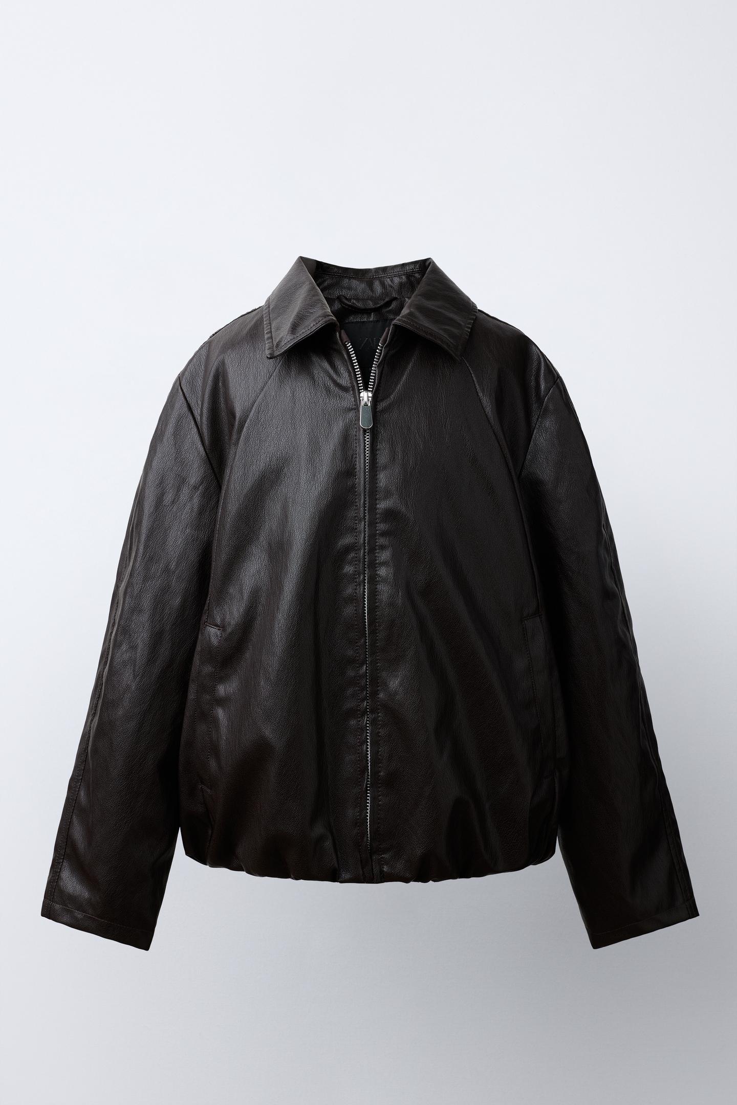 Детская куртка Zara Faux Leather Bomber, цвет: Коричневый — фото 1