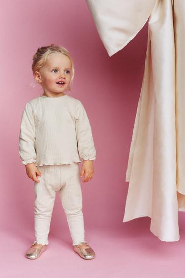 T-SHIRT POINTELLE - Bege-claro da Zara