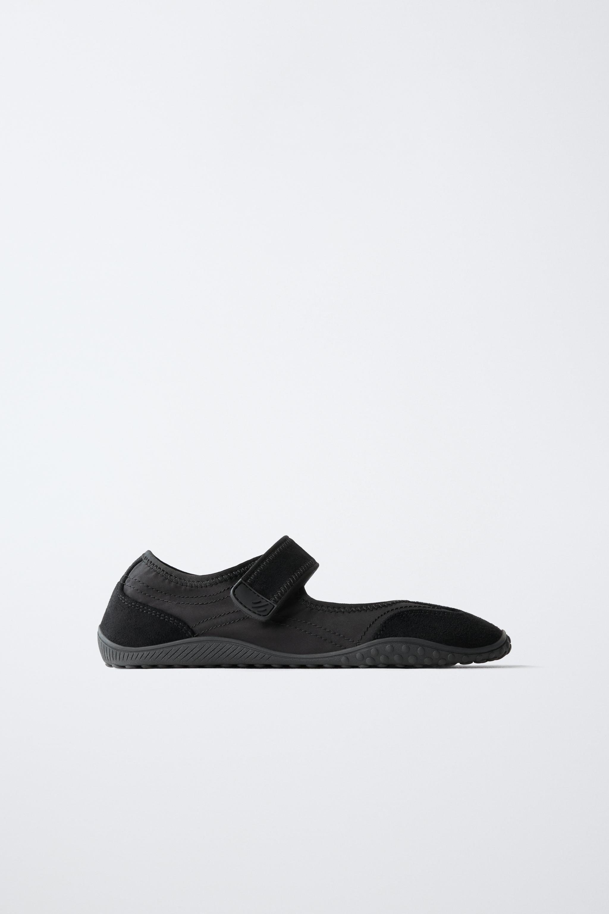 MULTI-PIECE SPORTY BALLET FLATS — Black