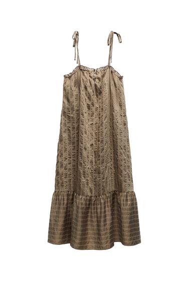 METALLIC THREAD STRIPED DRESS