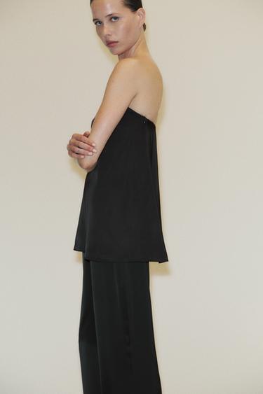 SATIN BANDEAU TOP - Black by Zara
