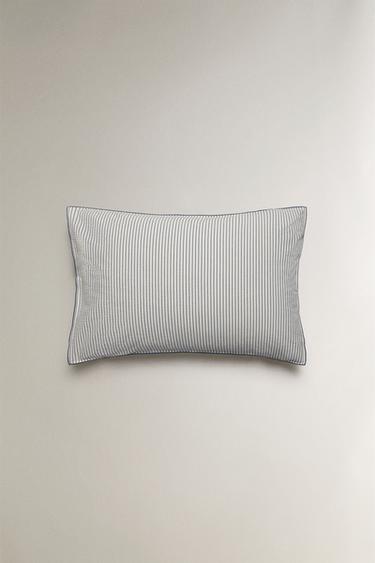 TAIE D’OREILLER SEERSUCKER RAYURES PASSEPOIL - Bleu de Zara - Image 3