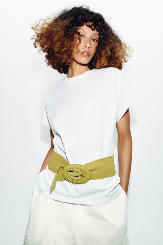 100% SUEDE LEATHER BELT WITH COVERED BUCKLE