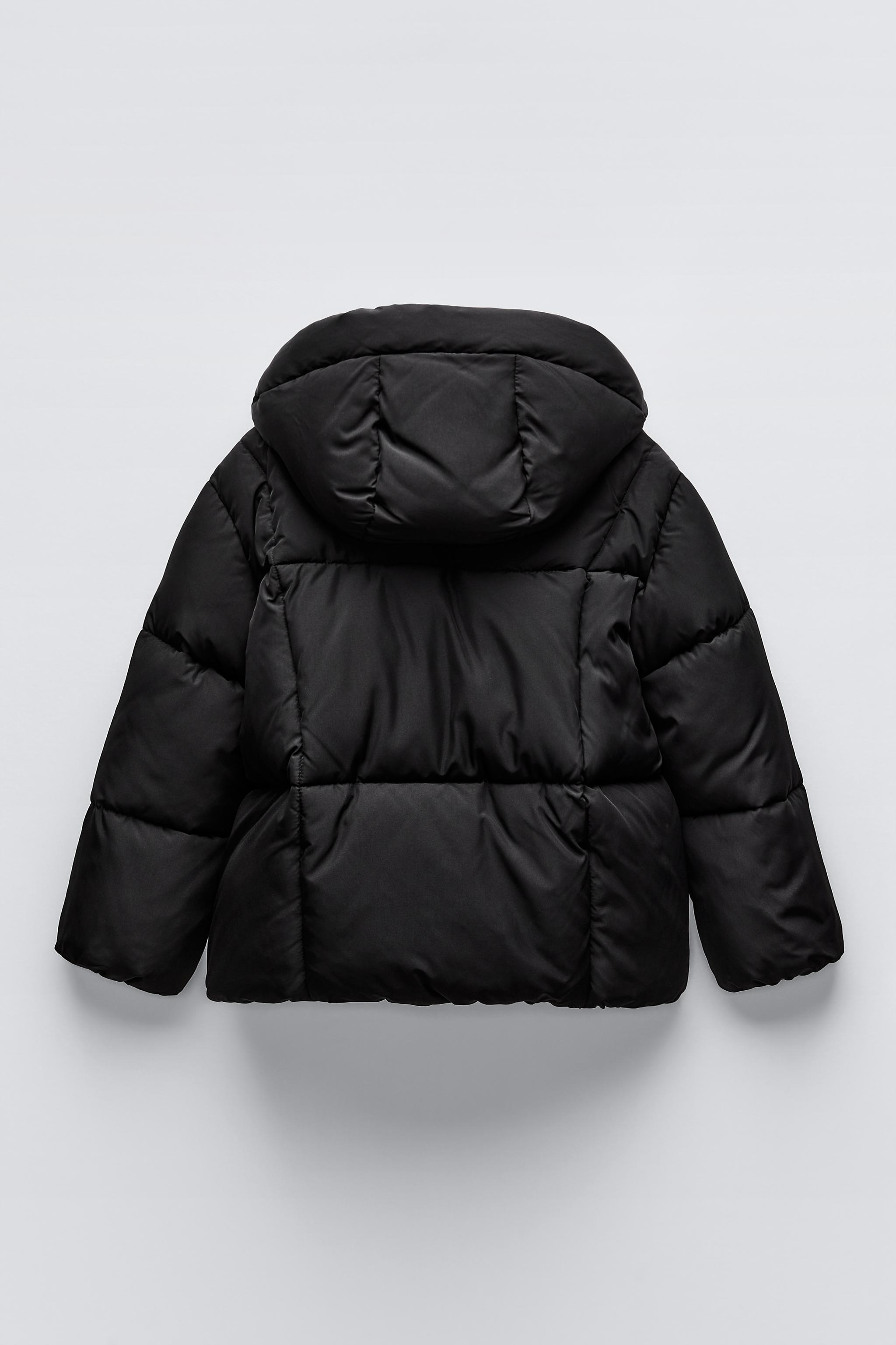 Zara Hooded Quilted Jacket Black Kids