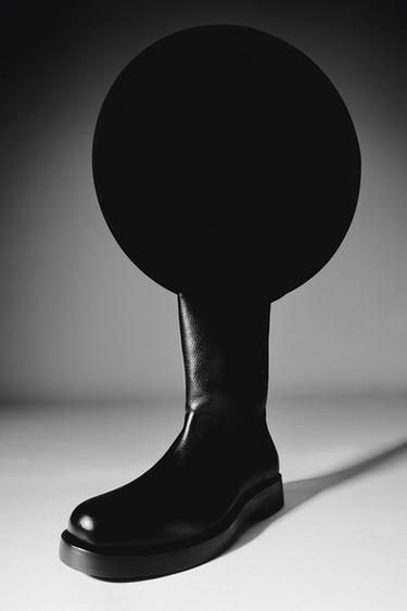 ÇIZME TË LARTA LËKURE - I zi nga Zara