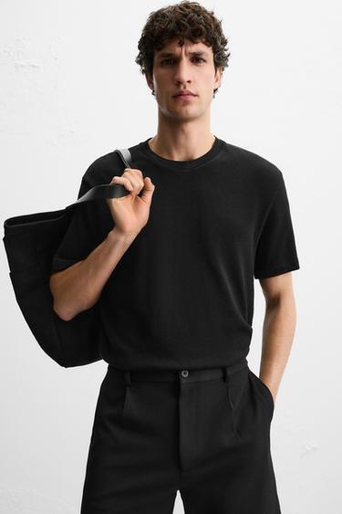 BASIC KNIT T-SHIRT - Black by Zara - Image 4