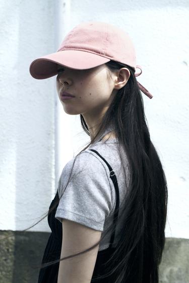 綾織りひも付きキャップピンク0Zaraの綾織りひも付きキャップ - ピンク - 画像 0