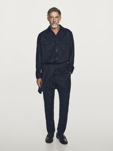 Zara Overshirt with chest pockets - Navy blue