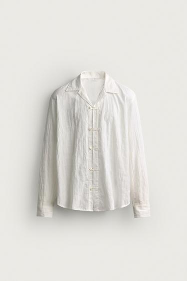 CHEMISE DÉCONTRACTÉE À BRANDEBOURGS - Blanc de Zara