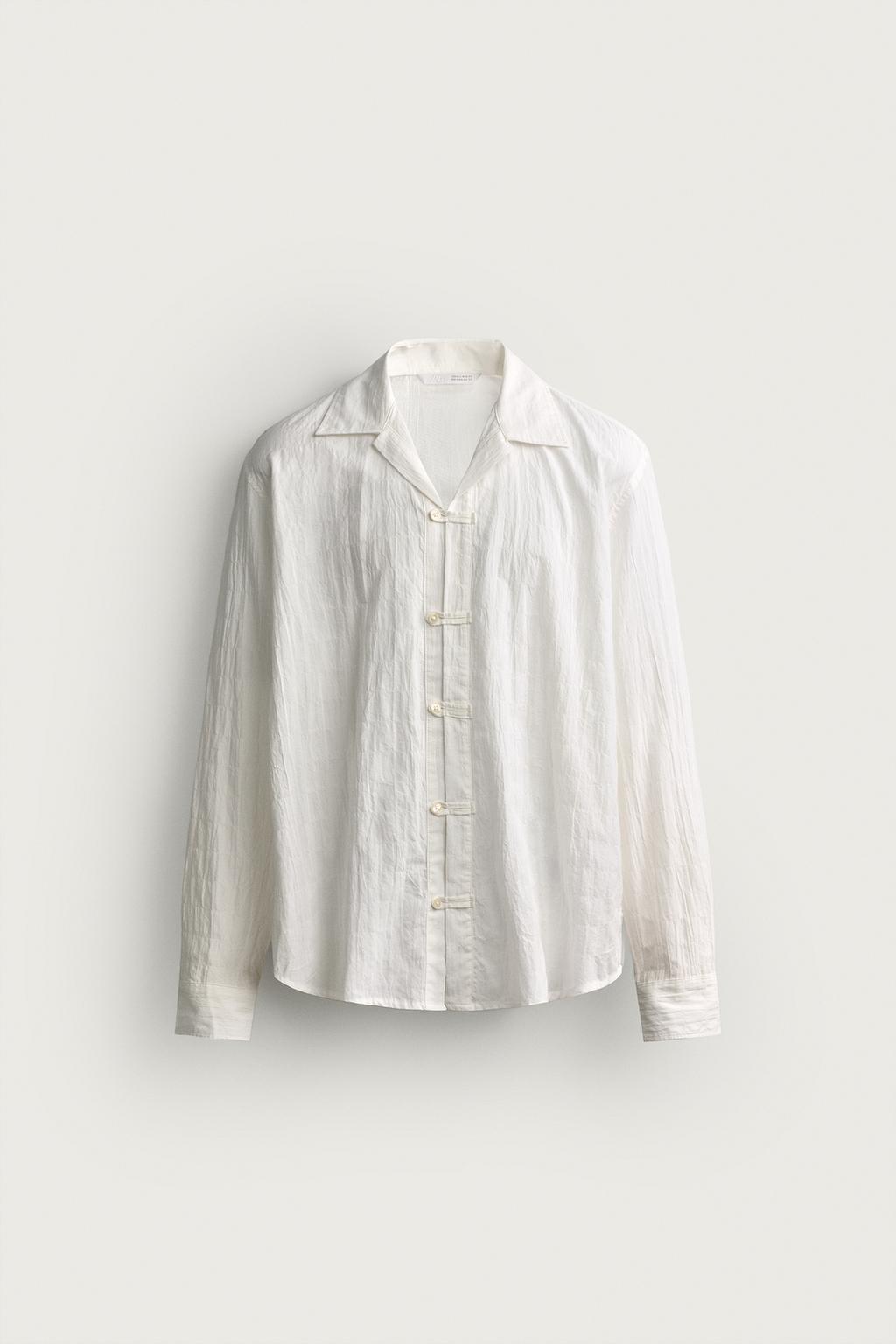 RELAXED FIT SHIRT WITH MATCHING FABRIC FROG FASTENING