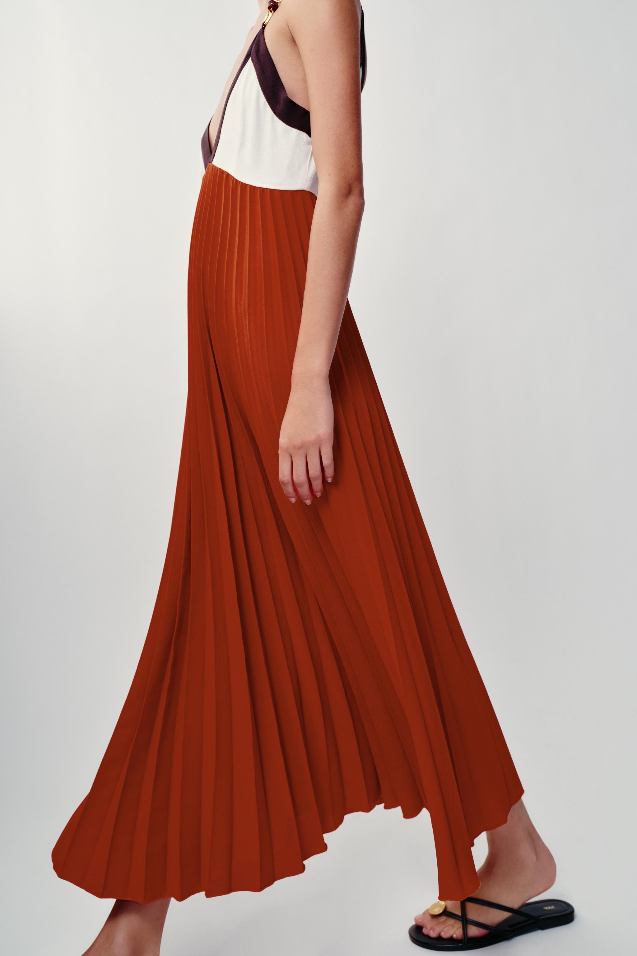 Женские платья Zara BEADED PLEATED MIDI DRESS — фото 5