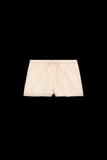 Zara FLORAL ORGANZA SHORTS - Pale pink - Image 0