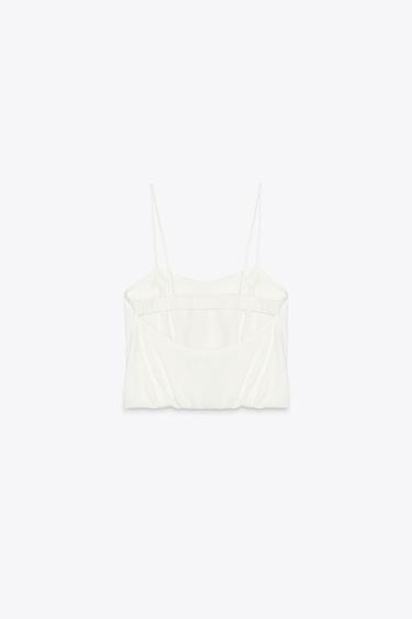 TOP BOULE AVEC LIN - Blanc de Zara - Image 7